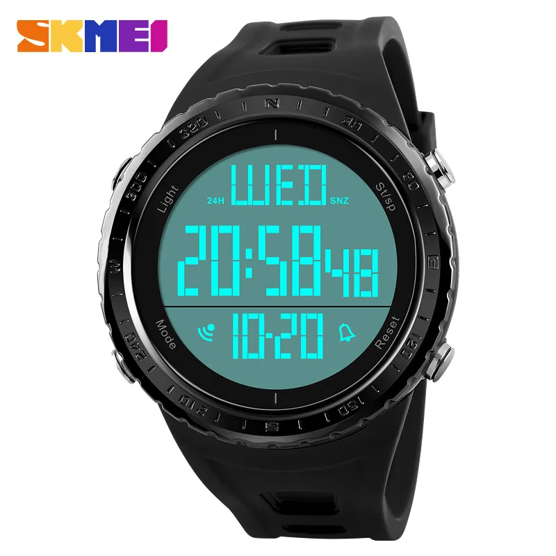 Skmei moda esporte relógio masculino contagem regressiva crono el luz relógios 5bar à prova dwaterproof água grande dial relógio digital relogio masculino 1246305a