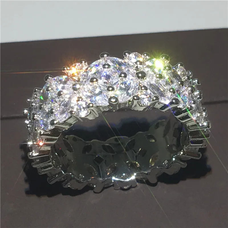 Choucong Elegancki Kształt Kształt Obietnica Pierścień Diament 925 Sterling Silver Engagement Wedding Band Pierścienie Dla Kobiet Biżuteria