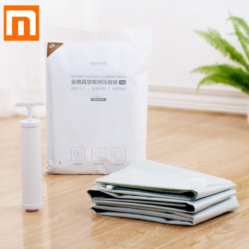 Xiaomi Youpin Smart Vacuum Bag Pieghevole Scan QR Code Bag Vestiti sigillati Compression Organizer Pouch con pompa ad aria manuale 3012251 3012250A5