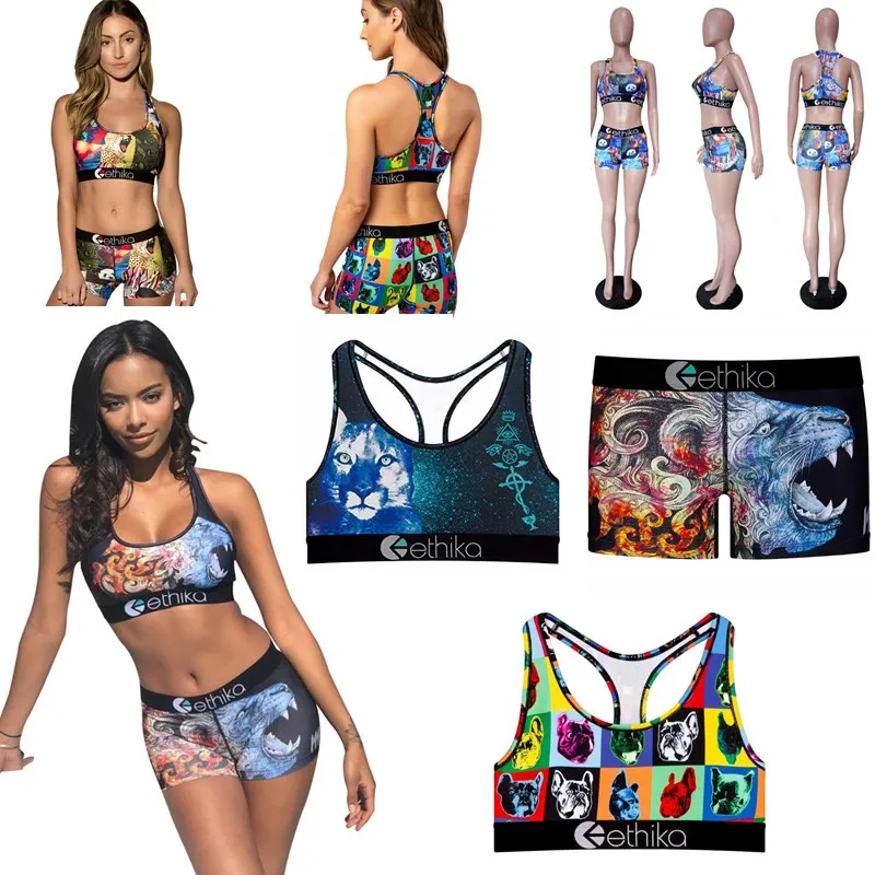 Tvåbyxor Baddräkt Kvinnor Tracksuit Sommar Bikini Vest Crop Top + Shorts 2 Piecs Set Woman Tops Shorts Animal Swimwear C6304