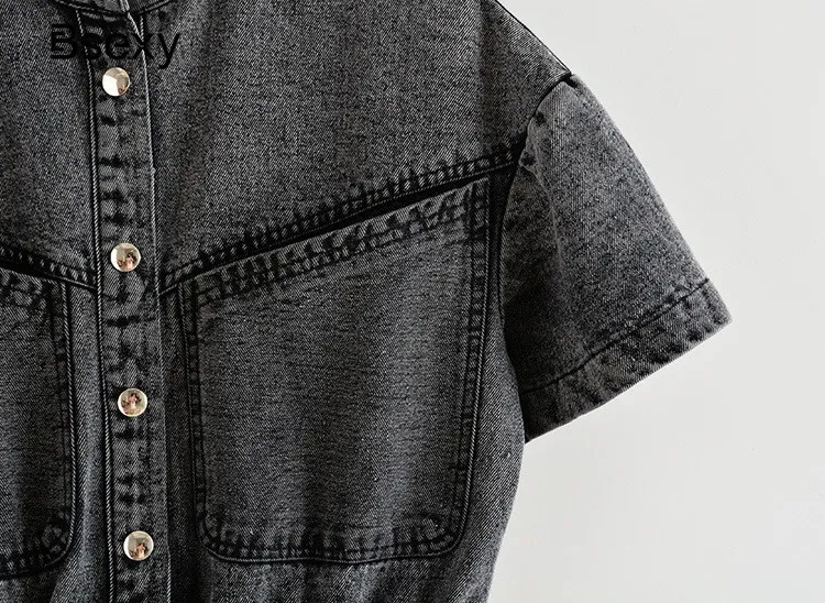 Denim Runway Black Jean Romper For Women 2019 Streetwear