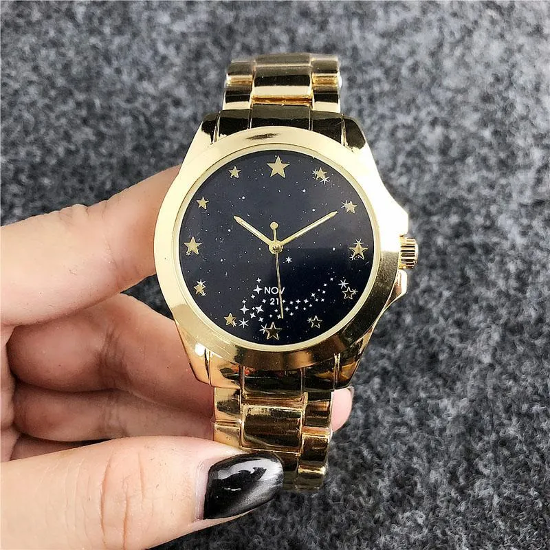 Fashion Brand wrist watch for women`s Girl star style Steel metal band quartz watches TOM6501-1