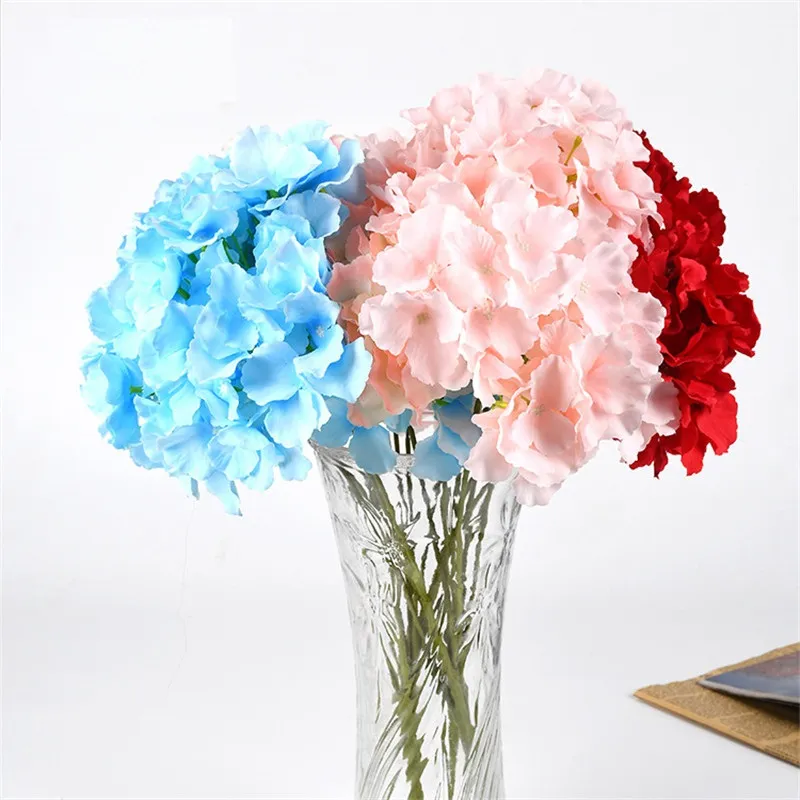 Simulering Five Heads Hydrangea Artificiell Hydrangea Blomma Fem Heads 51cm 7 Färger Bröllop Centerpieces Hem Blommor