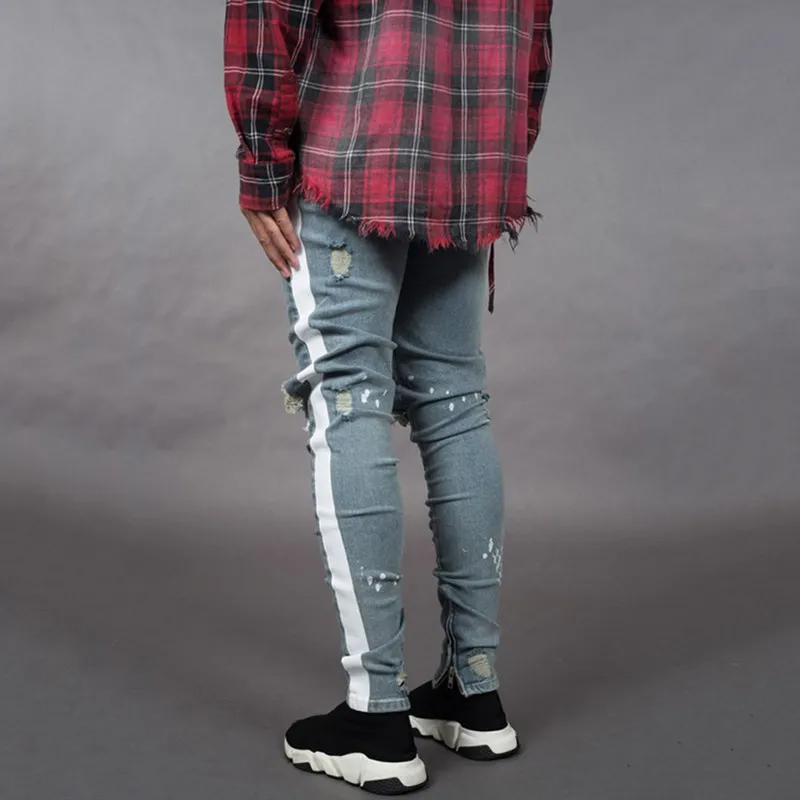 Fashion Stylist Skinny Jeans Men Straight slim elastic jeans Mens Casual Biker Male Stretch Denim Trouser Classic Pants