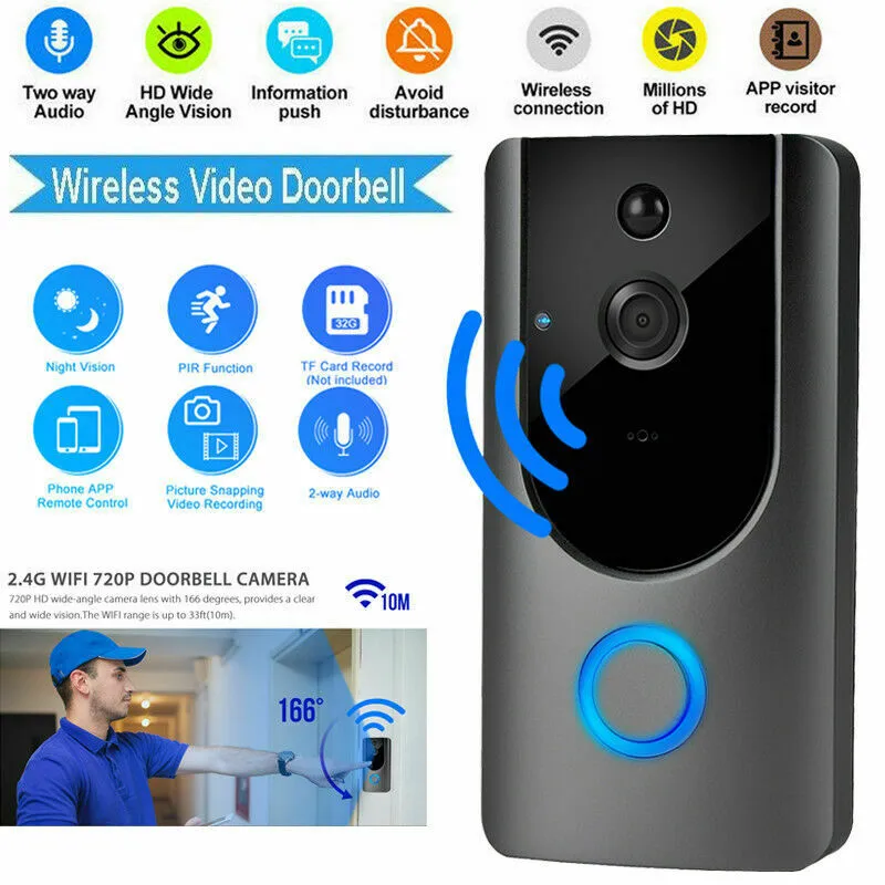 Akıllı IP Interkom Wi-Fi Video Telefon Kapı Zili Wifi Kamera Apartments IR Alarm Için Kablosuz Güvenlik Kapı Zili
