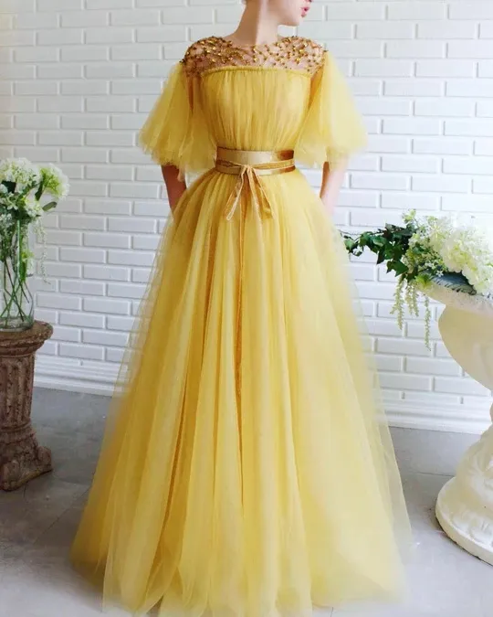 strapless open back dress Yellow Floor Length Mismatched Bridesmaid Dresses, Dress B