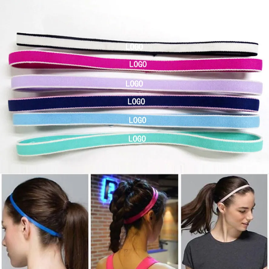 Custom Logo Sport Haarband Yoga Gym Haarbanden Antislip Elastische Hoofdbanden Buiten Lopende zweetbanden van goede kwaliteit