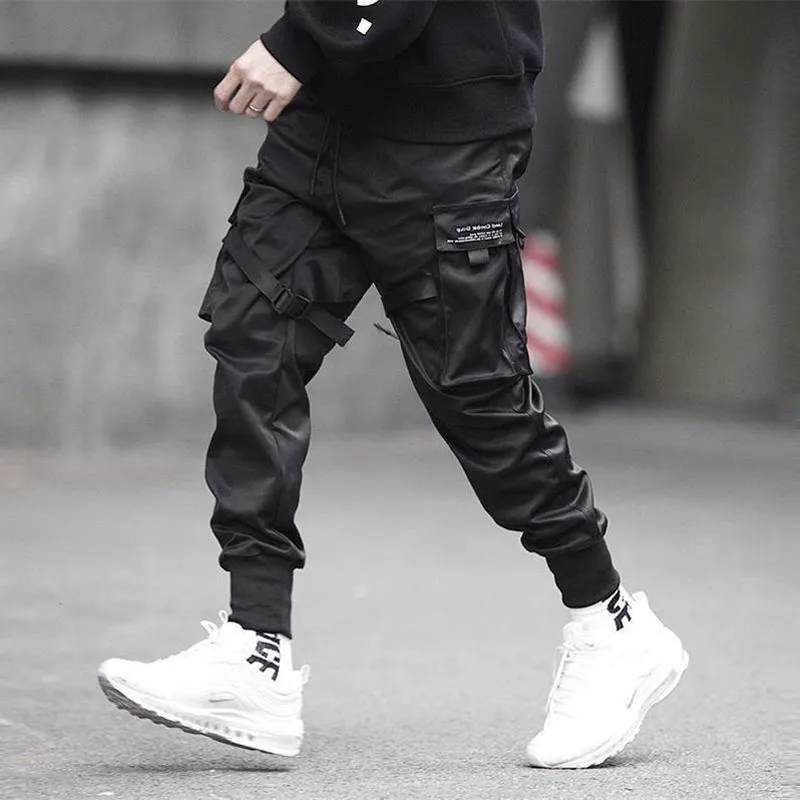 Pantalones largos de Hip Hop para hombre, pantalones casuales y de moda con múltiples bolsillos, pantalones de moda para pies, pantalones de ocio, pantalones Cargo Harajuku de Hip Hop