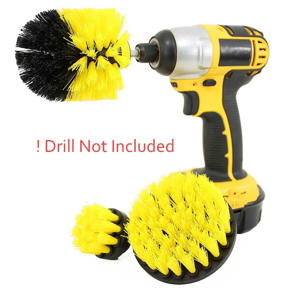 3 Pcs Power Scrub Drill Cleaning Brush For Bathroom Shower Tile Grout Cordless Scrubber Attachment Brushes Kit c845