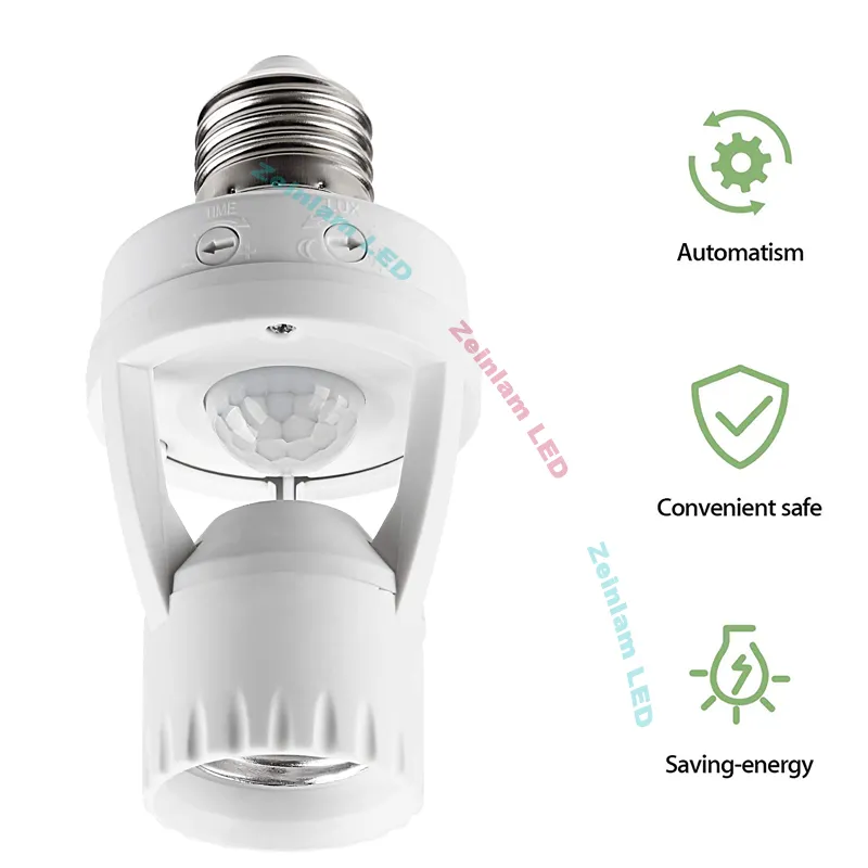 PIR Motion Sensorhållare E27 LED-lampa Bashållare Känslig Ljusstyrningsomkopplare Induktionslampa E27 Socket Monteringsbelysningstillbehör