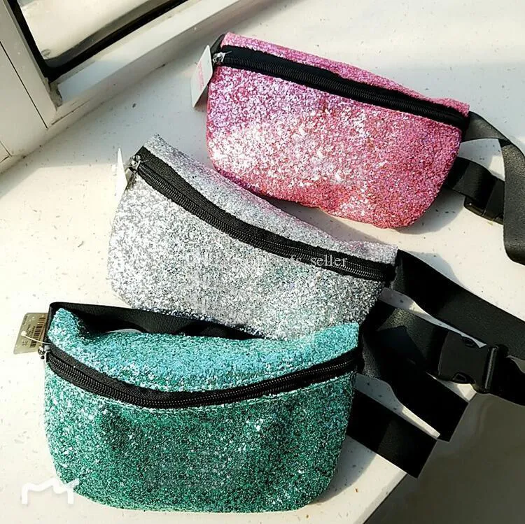 Pink Fanny Pack Bling Shine Belt Bag Irredescent Glitter Sparkle Waist Pack Bag Crossbody Backpack for Women Grils Party