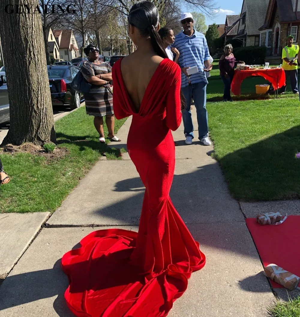 Red backless sales formal dress