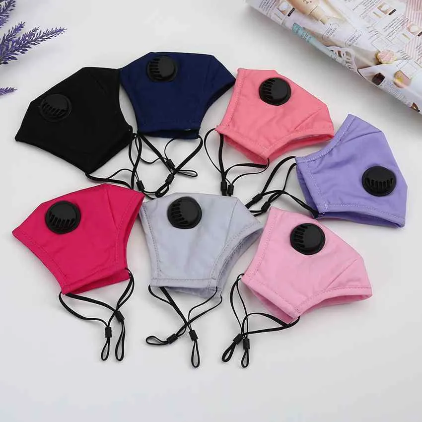 7 Colors Face Mask Dustproof Anti-Haze Respirator Protective Masks Safety Mask With Valve PM2.5 Without Filters ZZA2102