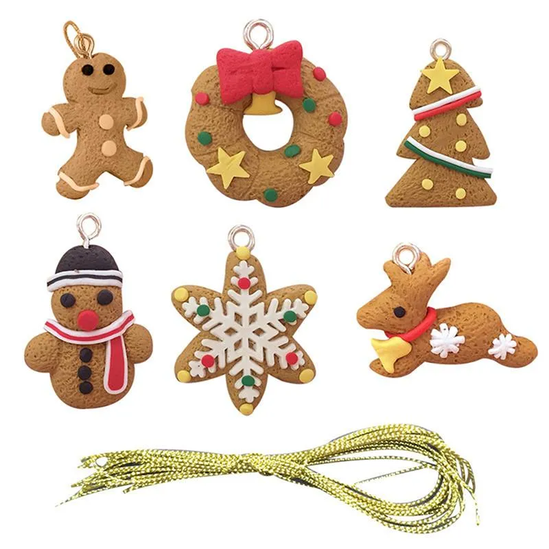 6 11 Pcs / Set Mini Gingerbread Man Natal que pendura Fontes do partido Decor Ornaments cervos Boneco Chrismas Árvore Decoração Pingente Ano Novo