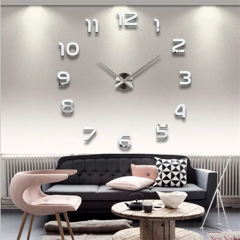 Decoración Del Hogar, Reloj De Pared Con Espejo De Número Grande