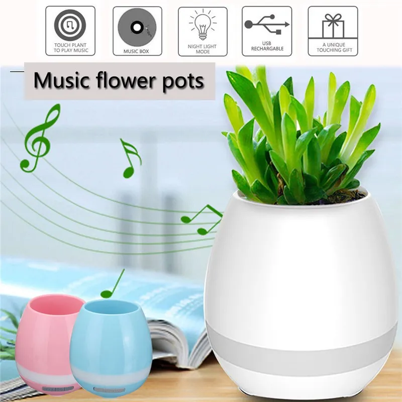 CKC 1pc Music Vase Smart Wireless Bluetooth Music Speaker Piante in vaso Giocattoli Touch Plant Vasi da fiori Strumento creativo Decor Cantare canzoni