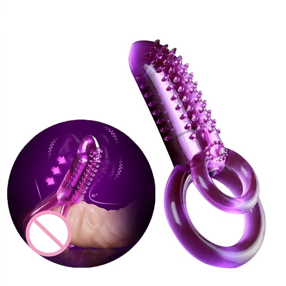 Silicone Flessibile di Vibrazione Del Pene Anelli Clitoride Stimolatore Vibratore Doppio Anello di Ritardo Eiaculazione Anello Cazzo Maschio Giocattoli Adulti Del Sesso