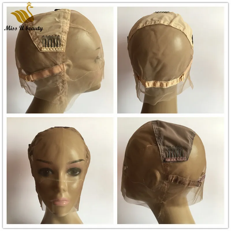 20 stks Groothandel Kant Cap voor het maken van pruiken Frontale Fulllace Handgemaakte Haar Pruik Zwart Bruin Blonde Lacecap met Clips Verstelbare riemen