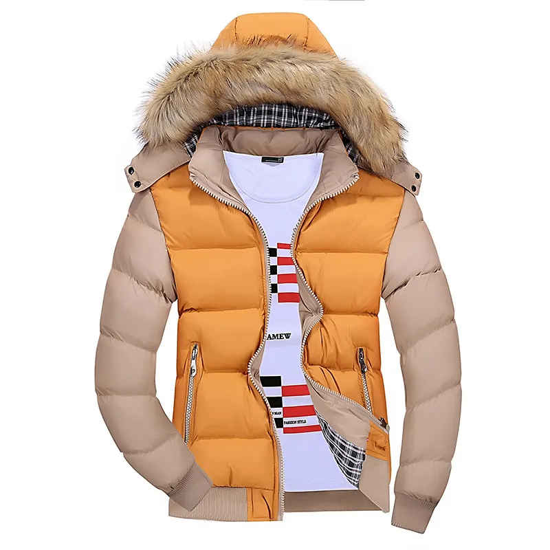 Dunjacka för män Vinter Ny Manlig Casual Hoody Outwears Kappa Varm Päls Parka Överrock Solid Tjock Fleece Blixtlåsjackor NZC-149