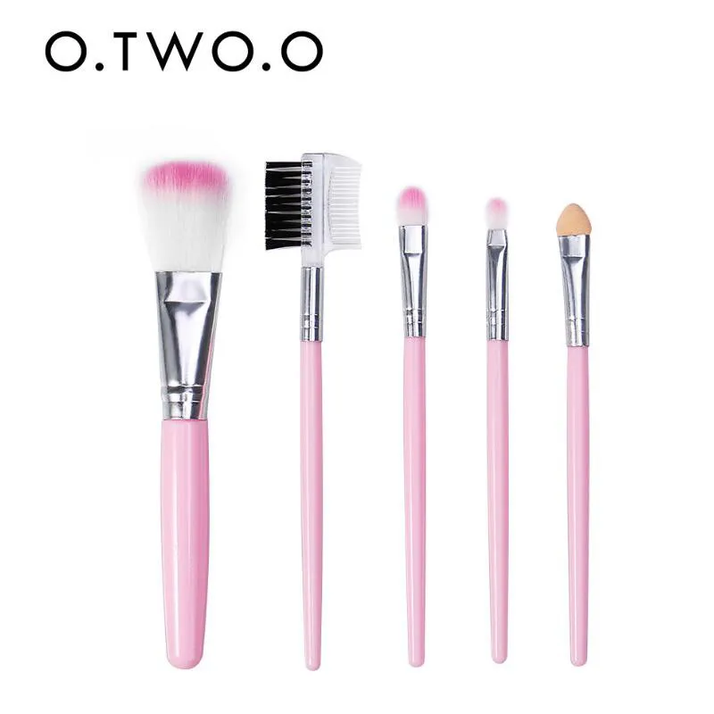 O.TWO.O 5PCS / LOT 메이크업 브러쉬 세트 소프트 합성 헤어 아이 섀도우 파운데이션 파우더 립 메이크업 브러쉬 코스메틱 뷰티 툴 키트