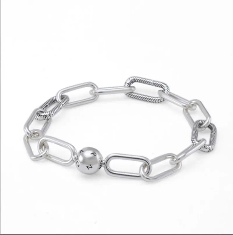 Real S925 Sterling Silver Charms Bracelets Me Collecction Chunky Link Bracelet Bangle Fit For Pandora DIY Bead Charm