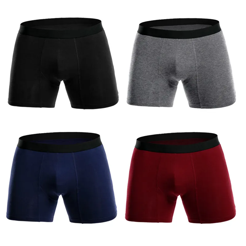 4 pçs / lote longo boxer masculino roupa interior homme sob o desgaste marca boxershorts algodão colorido respirável u864295f