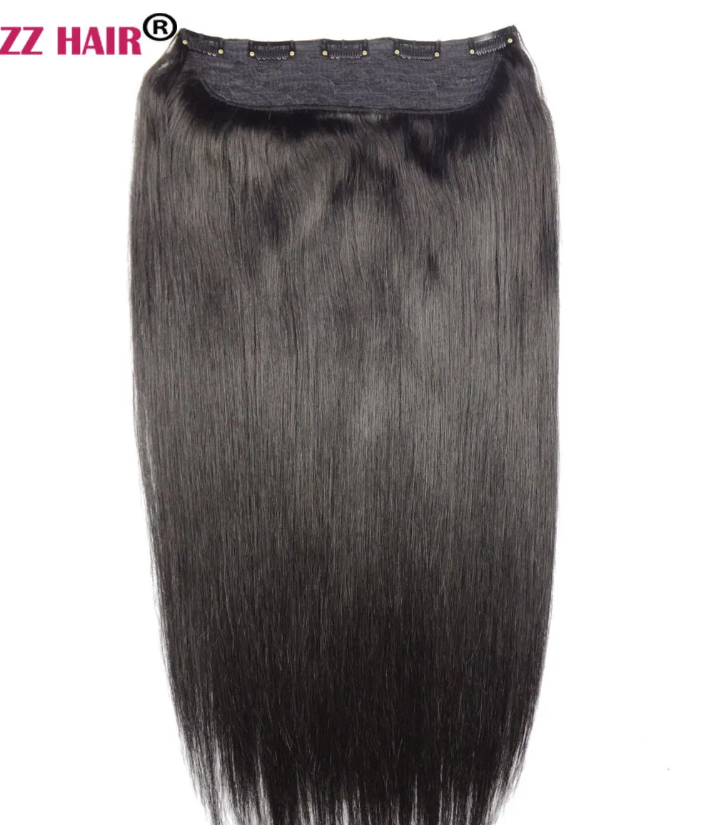 16"-28" One Piece Set 200g 100% Brasiliano Remy Clip-in Estensioni Dei Capelli Umani 5 Clip Lisci Naturali