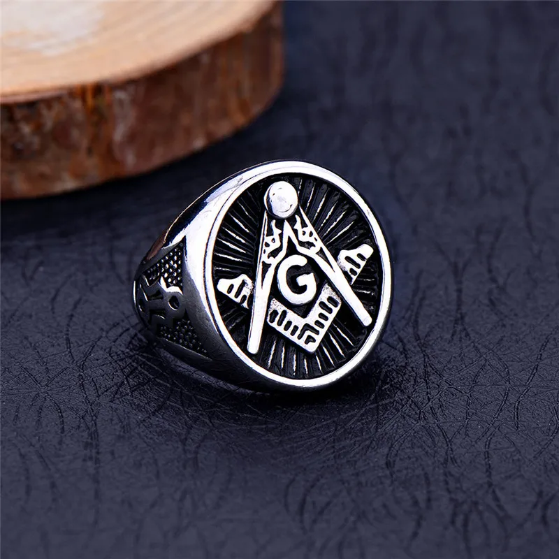 Unique Fashion Jewelry Stainless Steel Antique Masonic Ring Black Silver Vintage Mason Freemason Rings For Men Women freemasonary Christmas gift