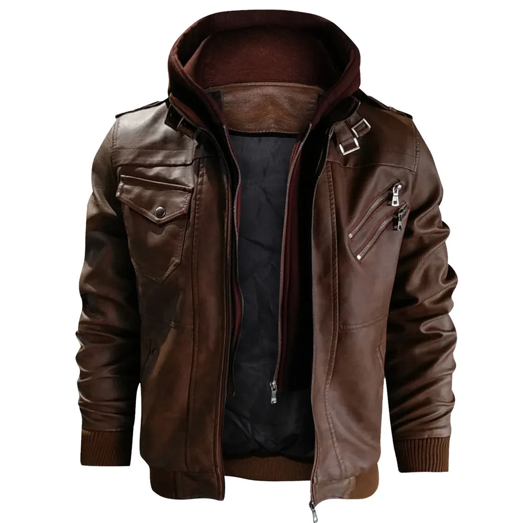 Giacche in pelle da uomo Autunno New Casual Motorcycle PU Jacket Cappotti in pelle Giacche di taglia europea Drop Shipping JAYCOSIN Vendita calda