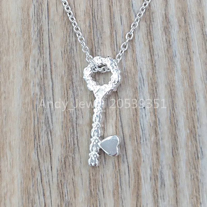 Collar San Valentien Lave De Plata Pendant Necklaces Authentic 925 Sterling Silver pendants Fits European bear Jewelry Style Gift Andy Jewel 915302520