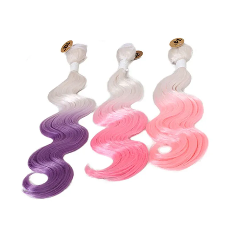 Paquetes de Borgoña con coser en extensiones de cabello onda del cuerpo Máquina tramas dobles cabello corporal teje marley sintético moda trenzado tramas de cabello