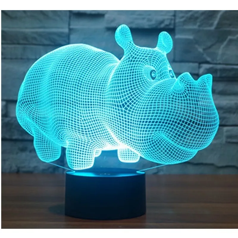 3D LED Night Light Hippo Hippopotamus with 7 Colors Light for Home Decoration table Lamp Amazing Visualization Optical Illusion Awesome