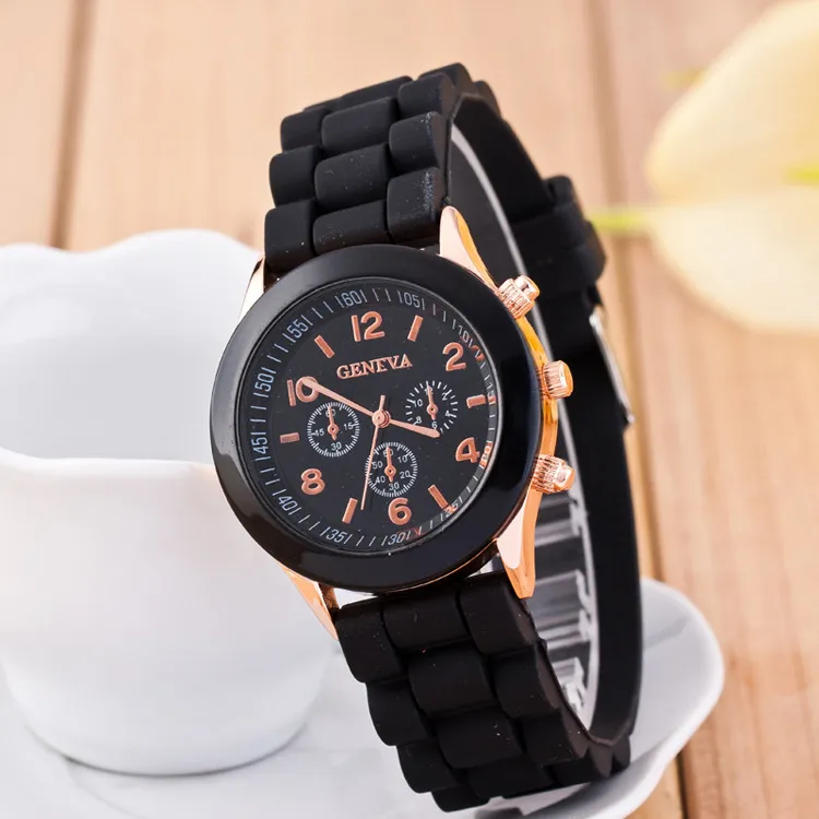 Unisex Casual Geneva Zegarek Kwarcowy Kobiety Analogowy Silikonowy Sport Wrist Zegarki Plastikowe Powłoki Mężczyźni Cień Cukierki Zegar