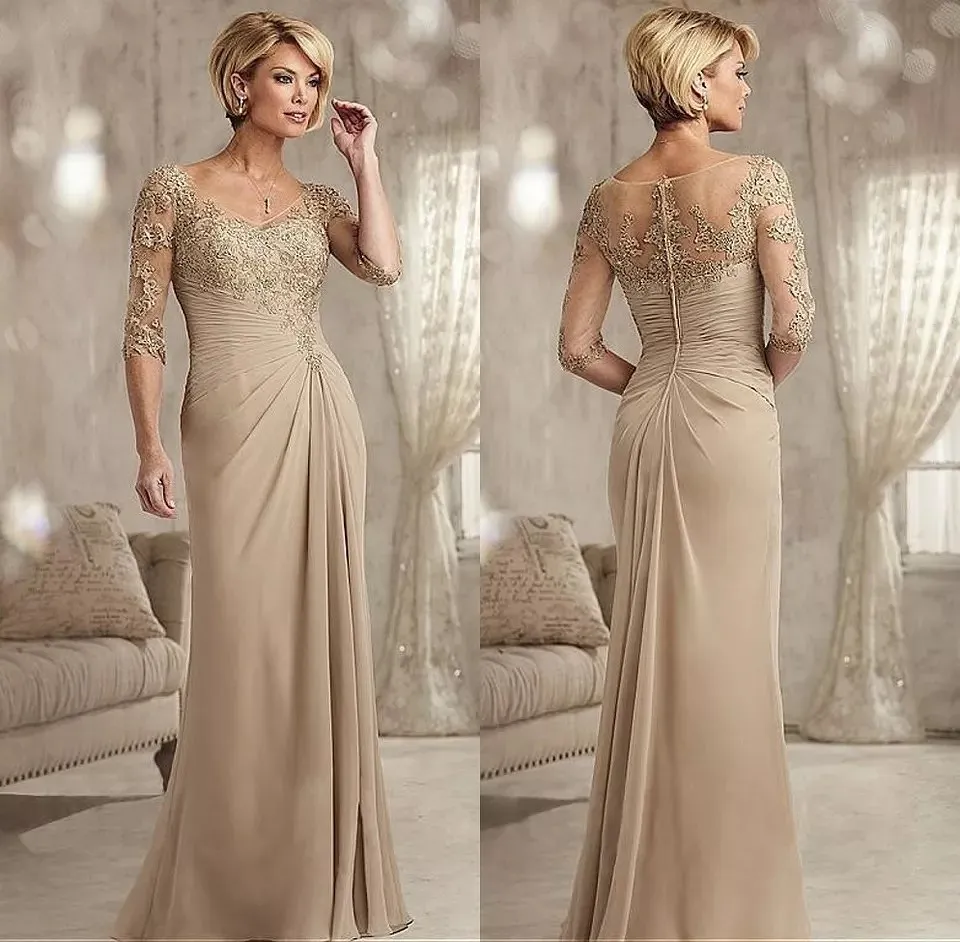 long mother of the bride dresses with sleeves