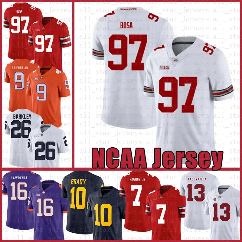 NCAA Ohio State Buckeyes 97 Nick Bosa 7 Dwayne Haskins Jr Jersey de football américain Tua Tagovailoa Tom Brady