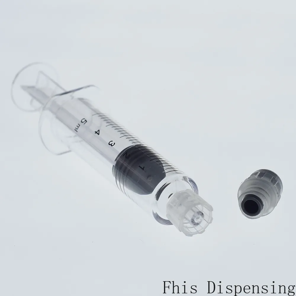 Neue Luer-Lock-Spritze mit 19G-Spitzenkopf, 5 ml (grauer Kolben), Injektor  für dicke CO2-Ölkartuschen, Tank, transparente Farbe, Zigarettenzerstäuber