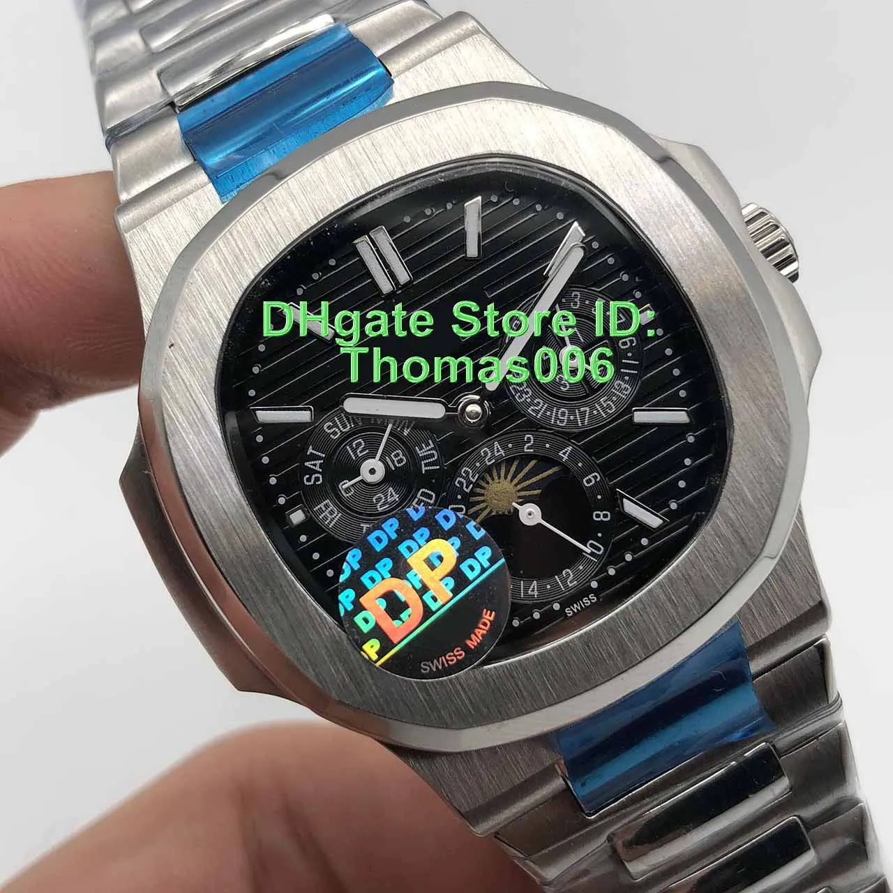 DP de fábrica 2019 novo esporte Nautilus Moon Phase Castanho / Cinza Dial 5740 / 1G-001 Automatic pulseira de aço Mens Watch inoxidável de alta qualidade dos relógios