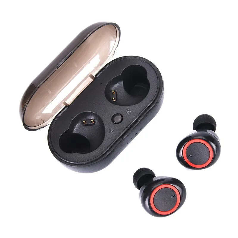 Trådlös Bluetooth Headset K19 TWS 5.0 Vattentät hörlurar i öronspel Sport Mini Tvillingar Hörlurar Musik Örhuddar med laddning Väska till telefon