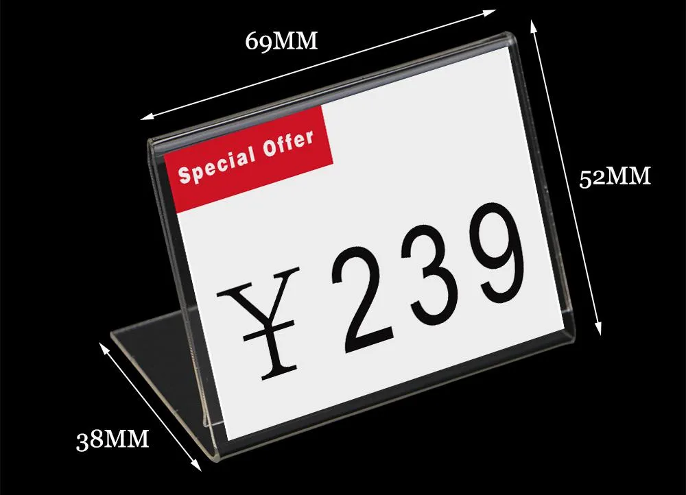 Acrylix L Sign Holder Table Tag Display Stand With Label Frame And