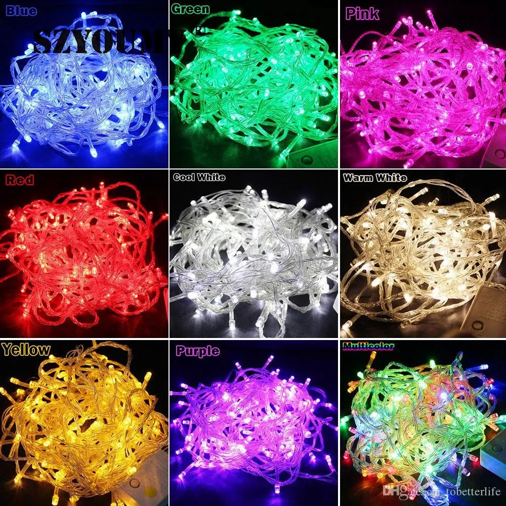 10m 100leds String Lights Christmas Party Decoration Fairy Light Kleurrijke 110V 220V US EU-stekker met eindverbinding