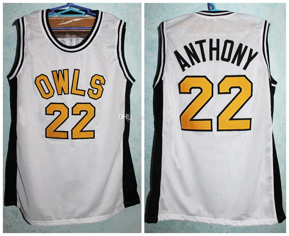 ＃22 Carmelo Anthony Owls Towsonカトリック高校レトロクラシックバスケットボールジャージーメンズステッチカスタム番号と名前Jerseys