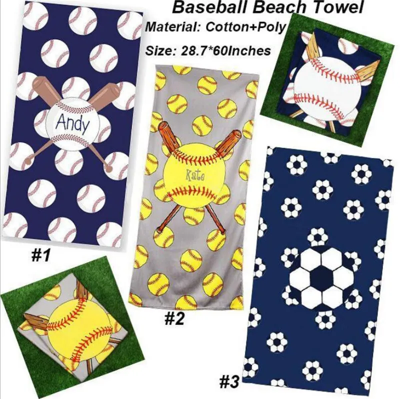 Квадратные пляжные полотенца с супертонкими волокнистыми полотенцами Ткань футбол Бейсбол софтбол спортивные одеяла детские детские подарки DC542