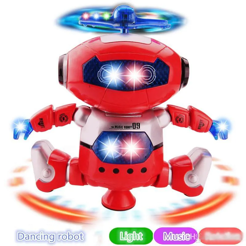 Elektriska leksaker dans roterande robot med LED-lampor Musik Explosion Intelligence Toy med batteridriven direkt Shenzhen Kina grossist