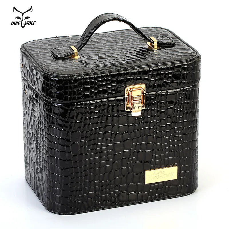 Mulheres Alligator Cosmetic Box alta qualidade portátil Cosmetic Bag Grande Capacidade PU Bag mulheres Maquiagem Dedicado