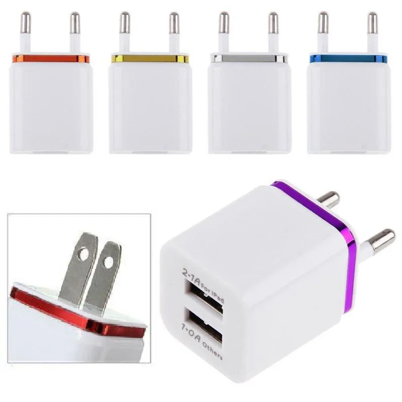 Cargador de pared USB doble para viaje, adaptador de teléfono inteligente Samsung Galaxy HTC, 5V, 2.1A, doble USB, CA, EE. UU., para Iphone 13, 12 pro max