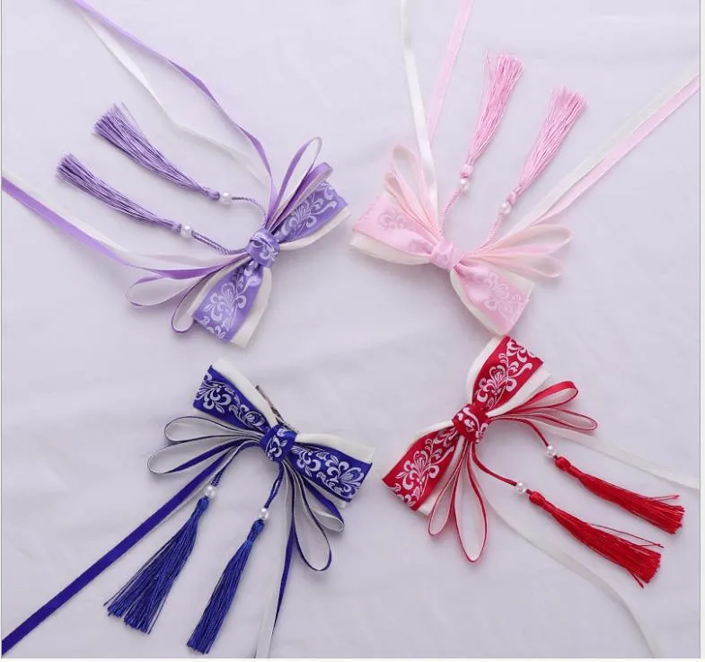 Bow Tassel Hair Clip Multicolor Hanfu Accessories Girls Daily Headwear