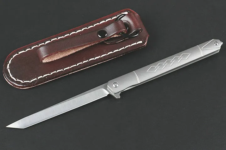 Meilleur Prix Couteau pliant Flipper D2 Tanto Point, lame satinée TC4, manche en alliage de titane, roulement à billes, couteaux à ouverture rapide