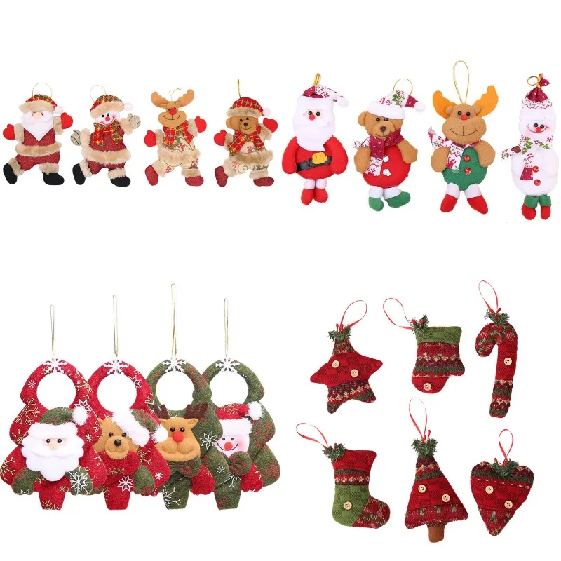 Kerstboomdecoratie Hanger Santa Claus Sneeuwman Elanden Doll Opknoping Ornamenten Xmas Tree Venster Opknoping Decoratie