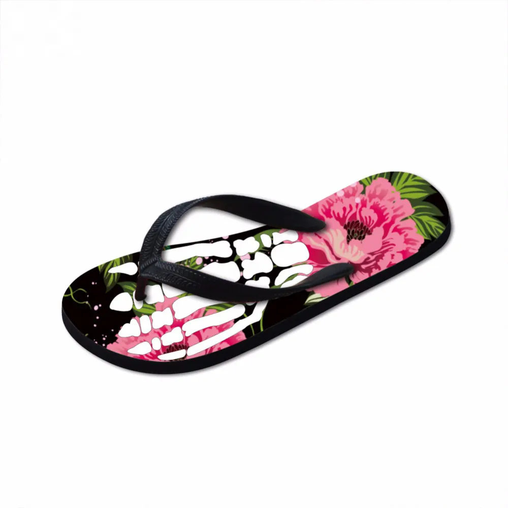 熱い販売 - 新夏の女性の家のスリッパ花柄のデザインフラットの女性滑り滑り滑り止めフリップ3D骨カジュアルビーチサンダル女性