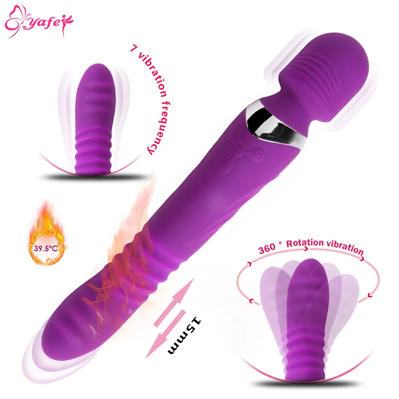 Rotation chauffage gode vibrateur G Spot Sex Toys pour femme poussant étirement baguette magique masseur vibromasseur anal pour les femmes Y191216